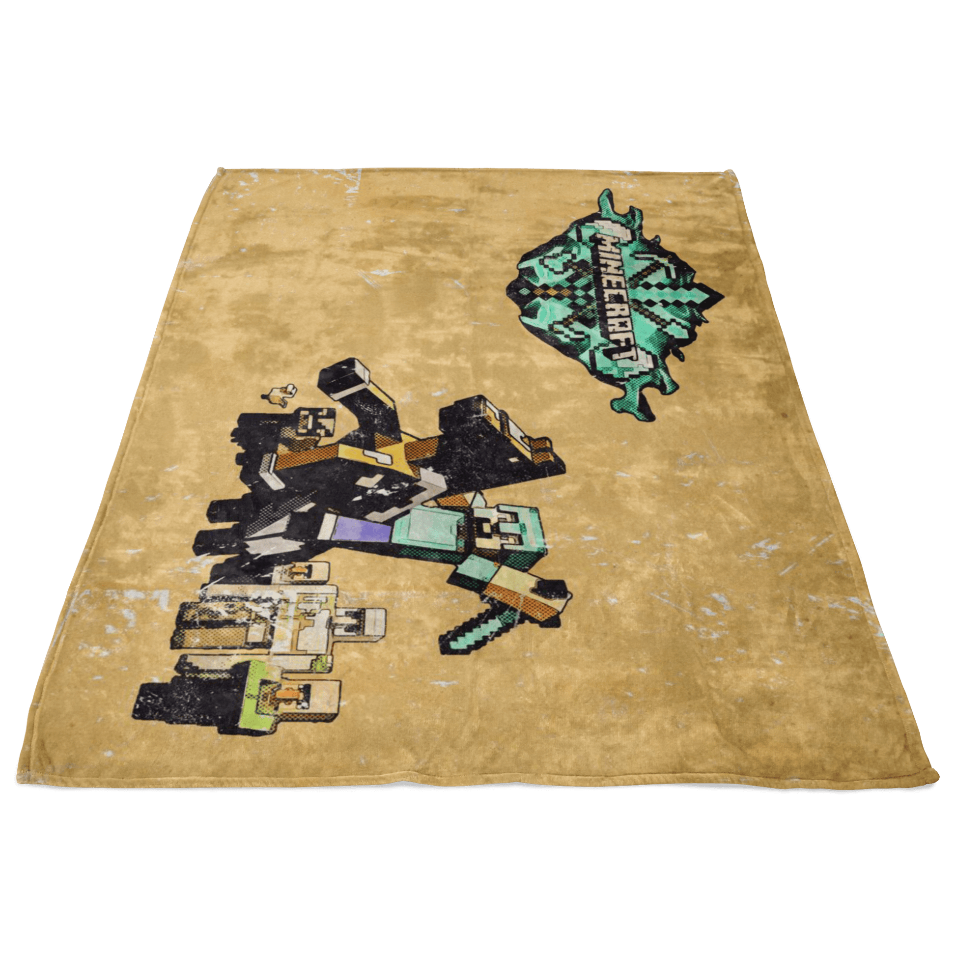 Minecraft Fleece Blanket Steve Diamond Yellow Blanket LS0749 - Lusy Store