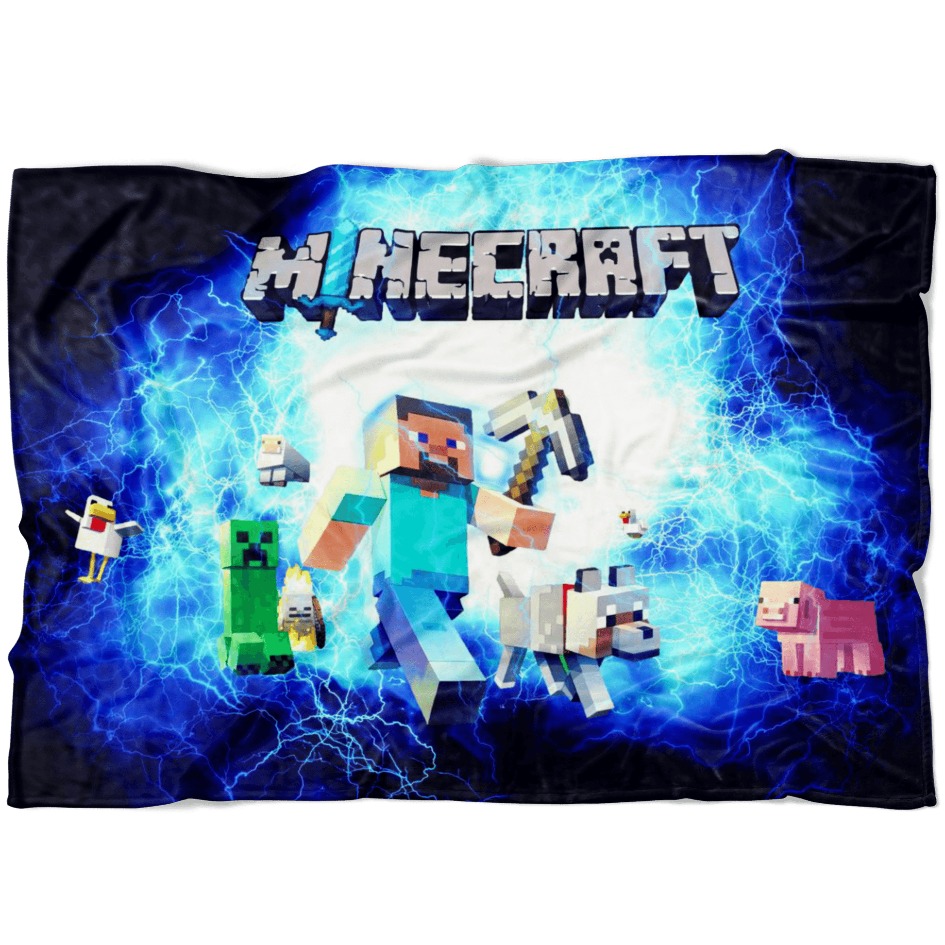Minecraft Fleece Blanket Steve Electric Blue Blanket - Lusy Store