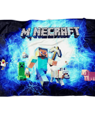 Minecraft Fleece Blanket Steve Electric Blue Blanket - Lusy Store