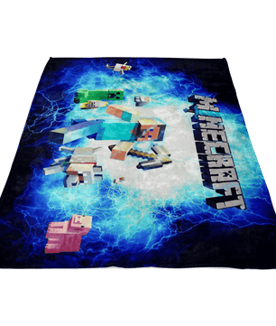 Minecraft Fleece Blanket Steve Electric Blue Blanket - Lusy Store