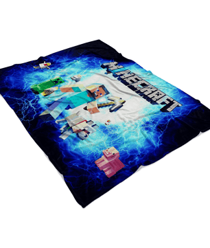 Minecraft Fleece Blanket Steve Electric Blue Blanket - Lusy Store