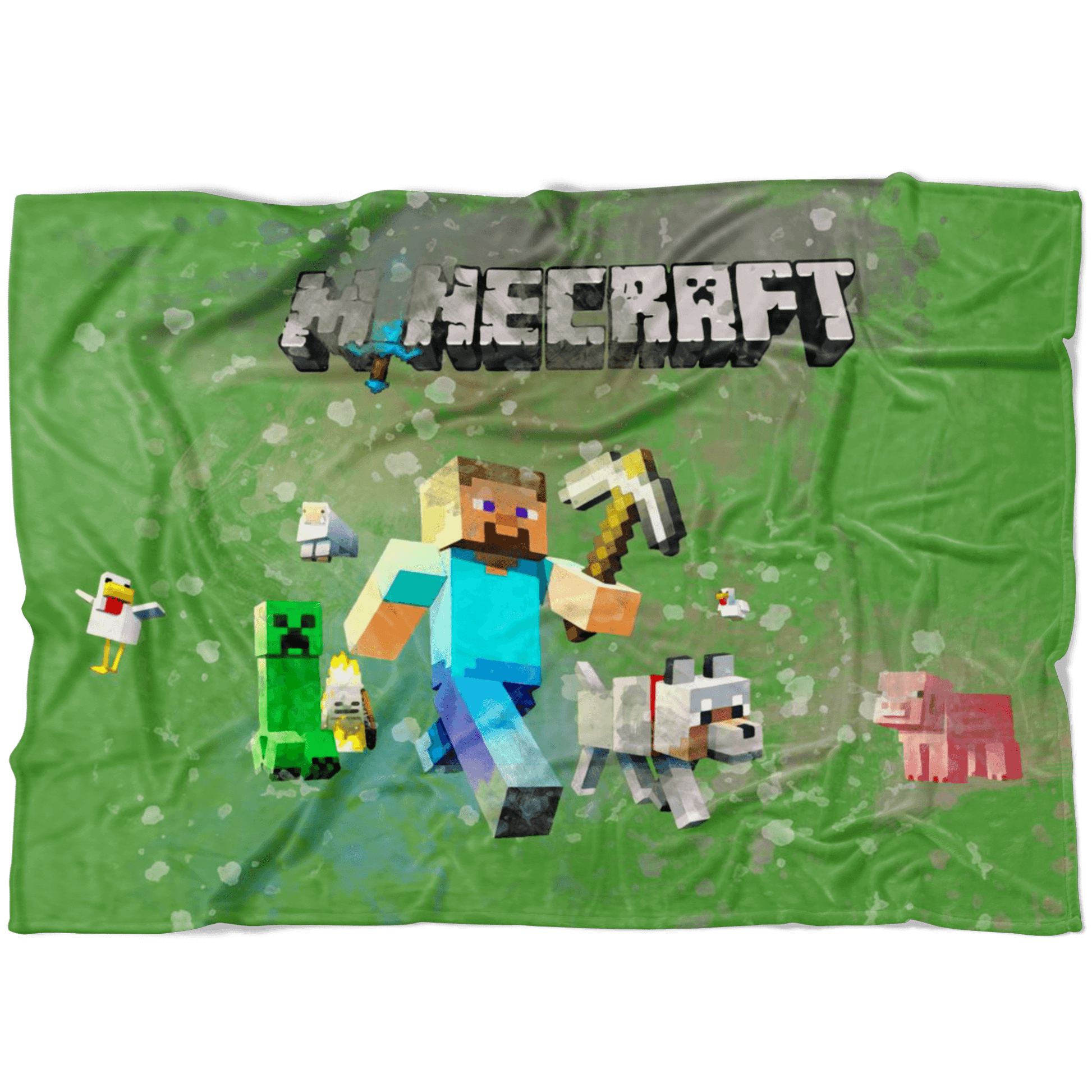Minecraft Fleece Blanket Steve Fervent Green Blanket LS0776 - Lusy Store