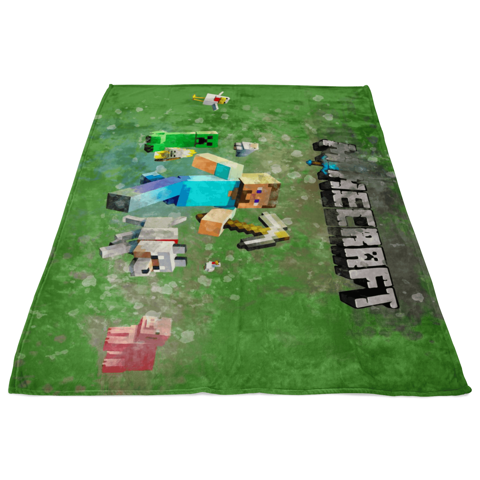Minecraft Fleece Blanket Steve Fervent Green Blanket LS0776 - Lusy Store