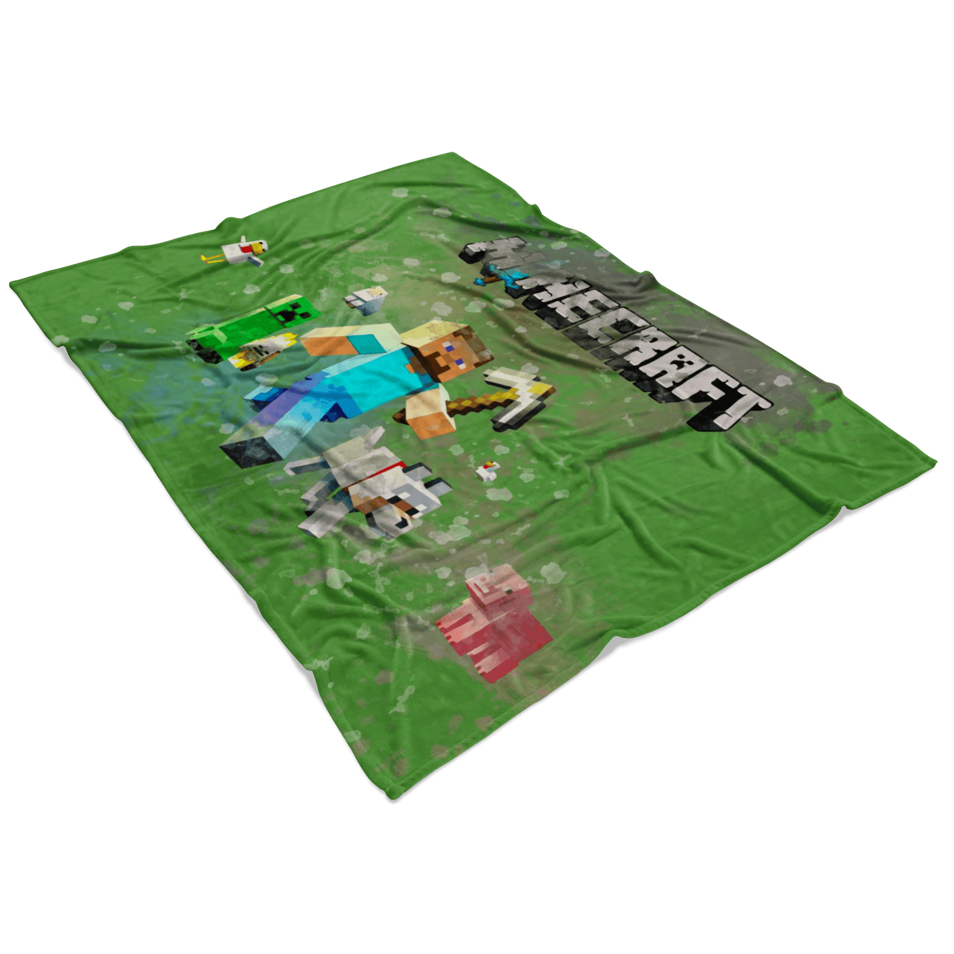 Minecraft Fleece Blanket Steve Fervent Green Blanket LS0776 - Lusy Store