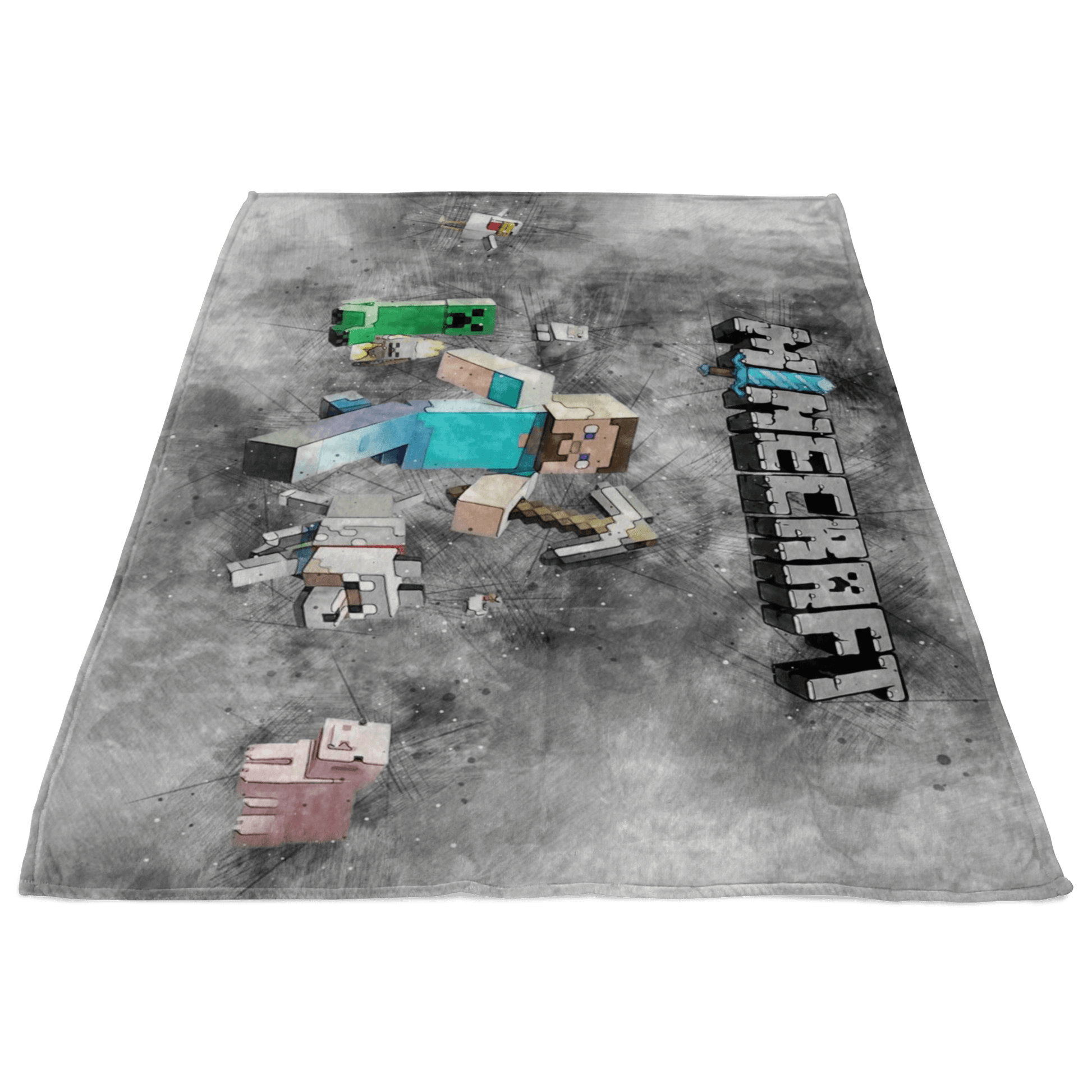 Minecraft Fleece Blanket Steve Fervent Grey Blanket LS0769 - Lusy Store