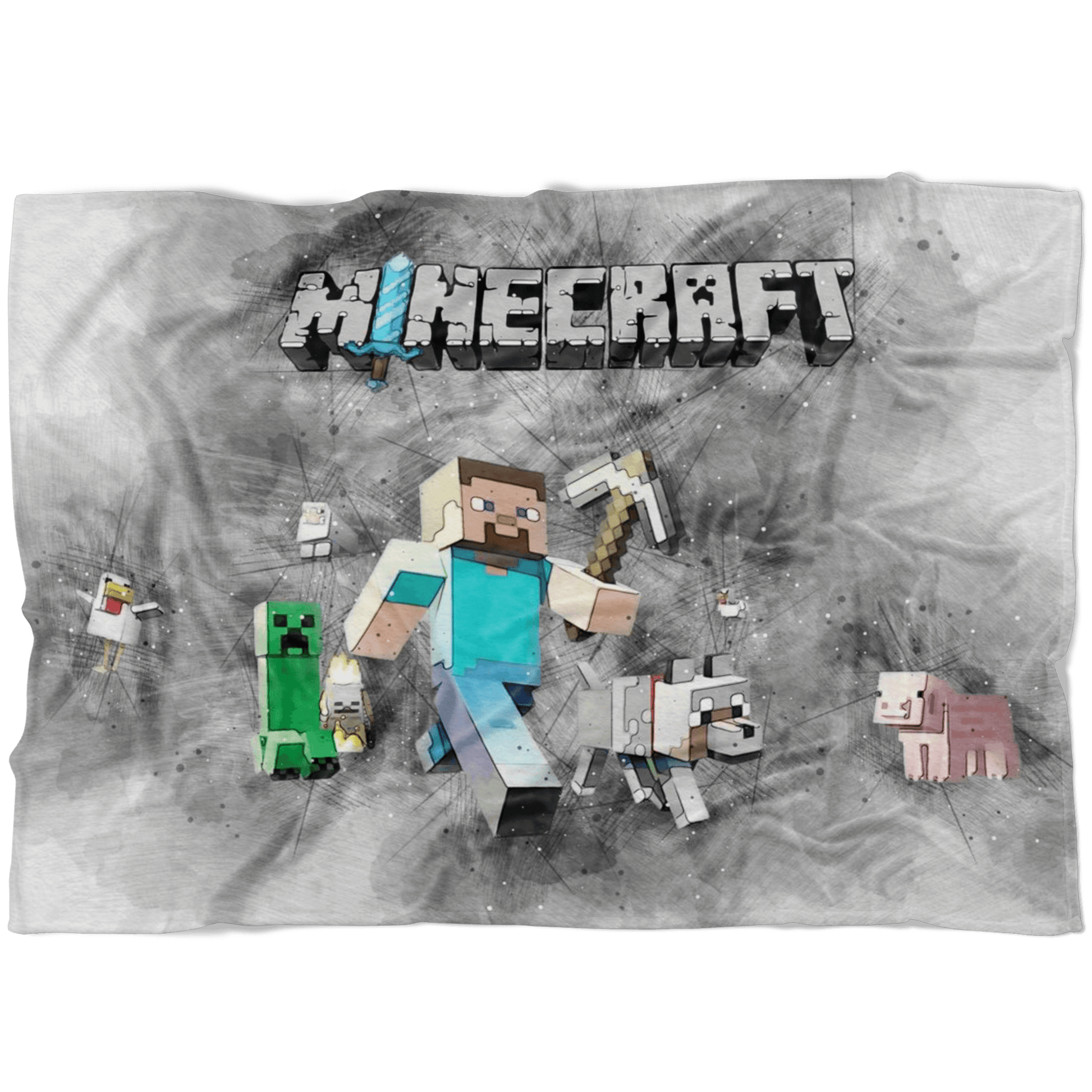 Minecraft Fleece Blanket Steve Fervent Grey Blanket LS0769 - Lusy Store