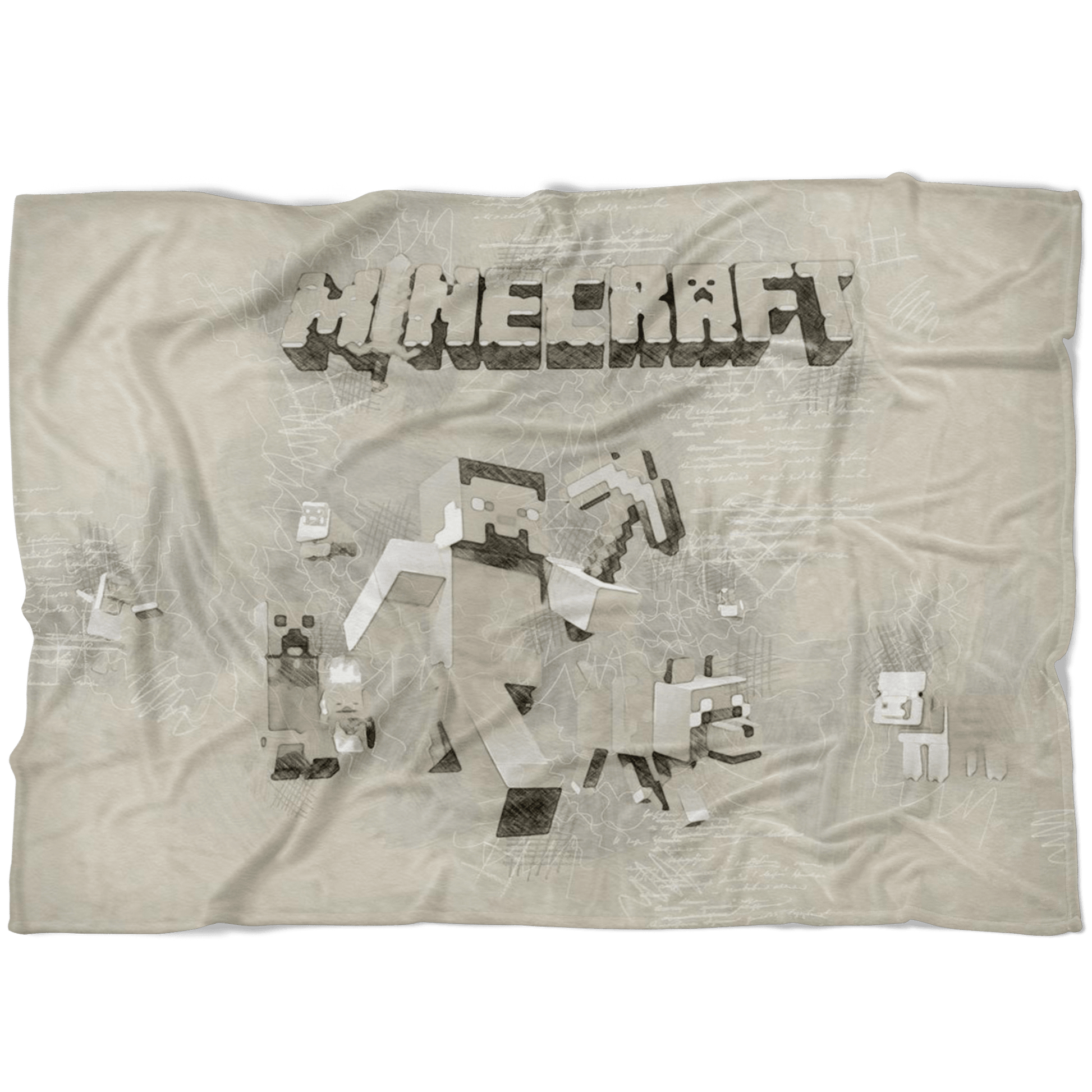 Minecraft Fleece Blanket Steve Fervent Leonardo Grey Blanket - Lusy Store
