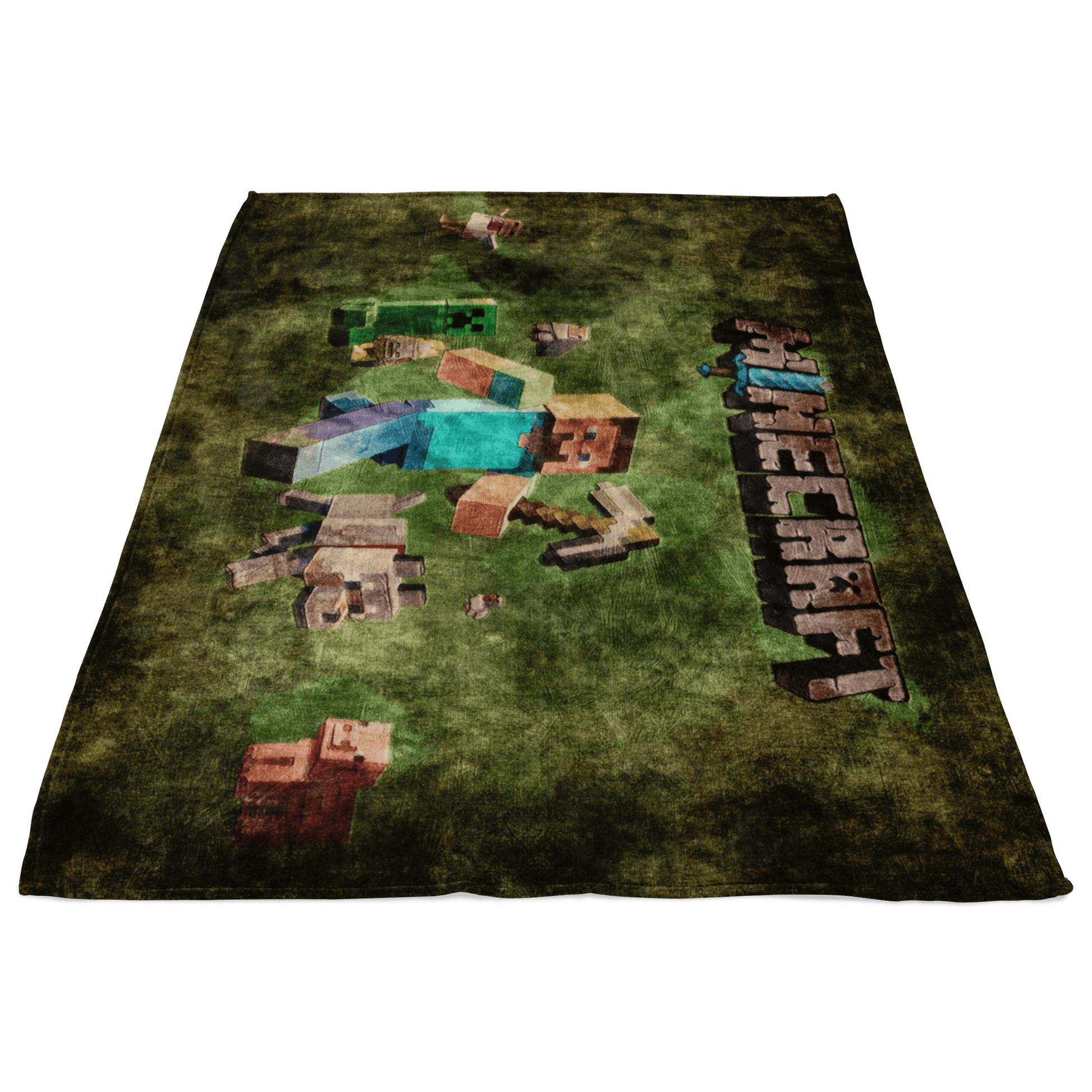Minecraft Fleece Blanket Steve Fervent Oil Painting Green Blanket - Lusy Store