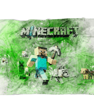 Minecraft Fleece Blanket Steve Fervent Pencil Watercolor White Blanket - Lusy Store