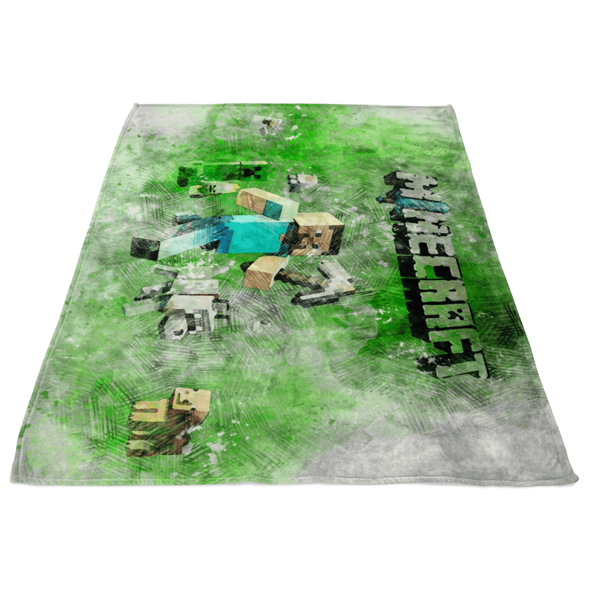 Minecraft Fleece Blanket Steve Fervent Pencil Watercolor White Blanket - Lusy Store