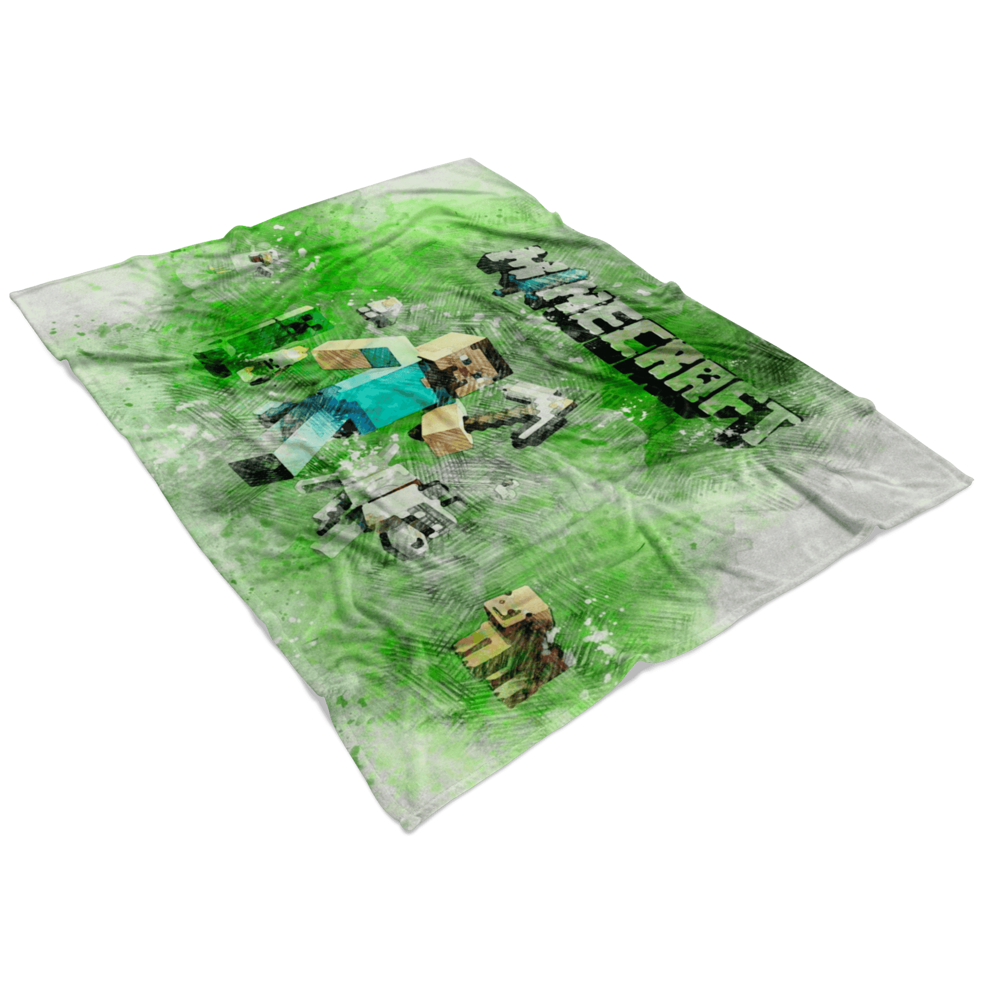 Minecraft Fleece Blanket Steve Fervent Pencil Watercolor White Blanket - Lusy Store