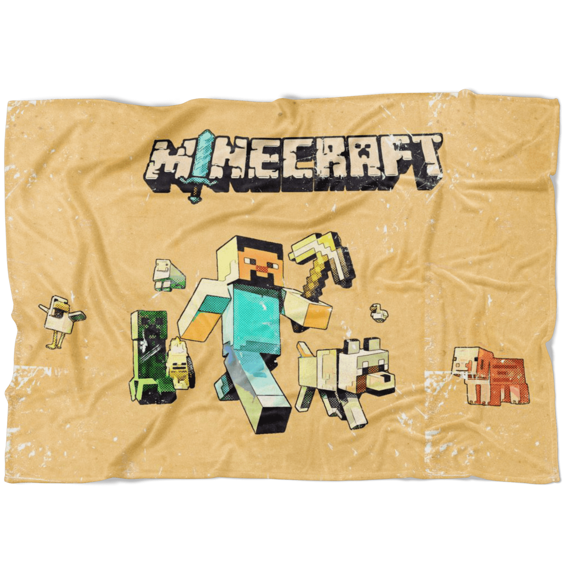 Minecraft Fleece Blanket Steve Fervent Yellow Blanket LS0748 - Lusy Store