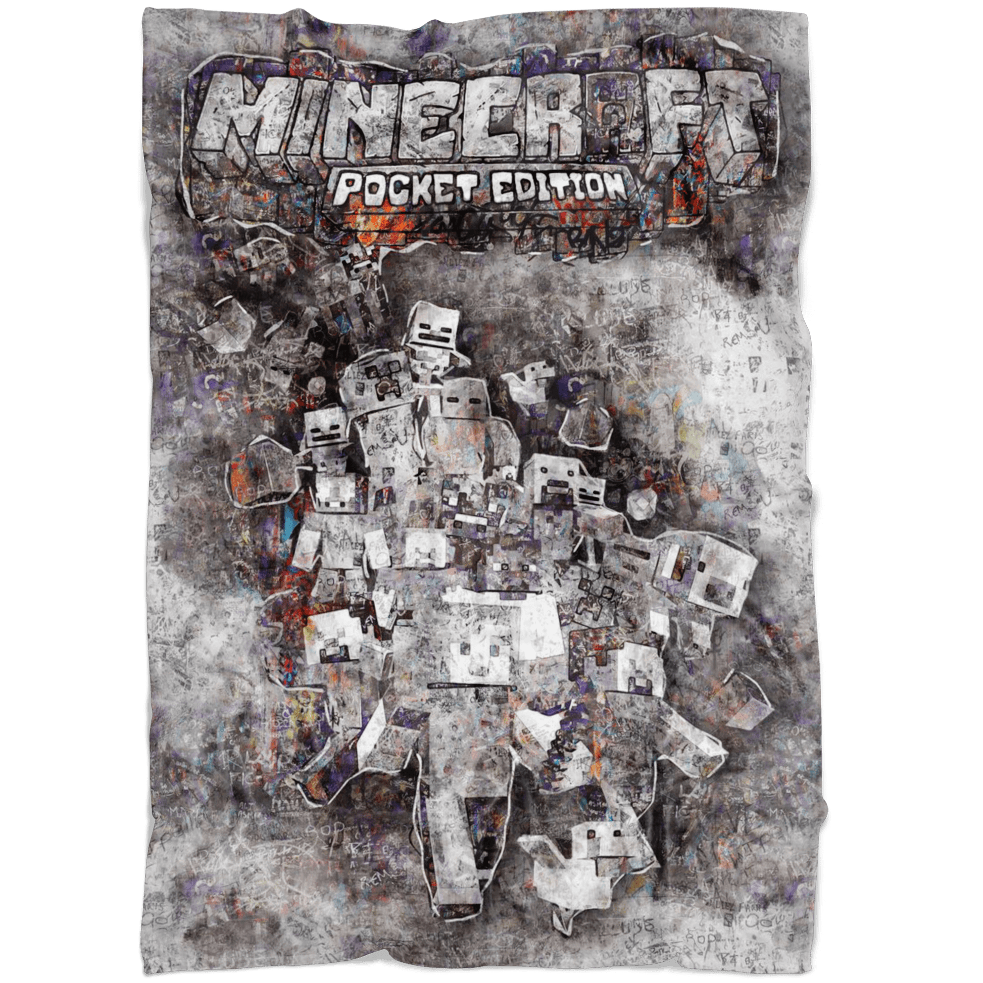 Minecraft Fleece Blanket Street Art Grey Blanket - Lusy Store