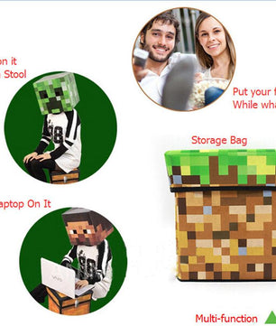 Minecraft Folding Storage 1.5 toys books shoes storage box TNT Foot Rest Stool - Lusy Store