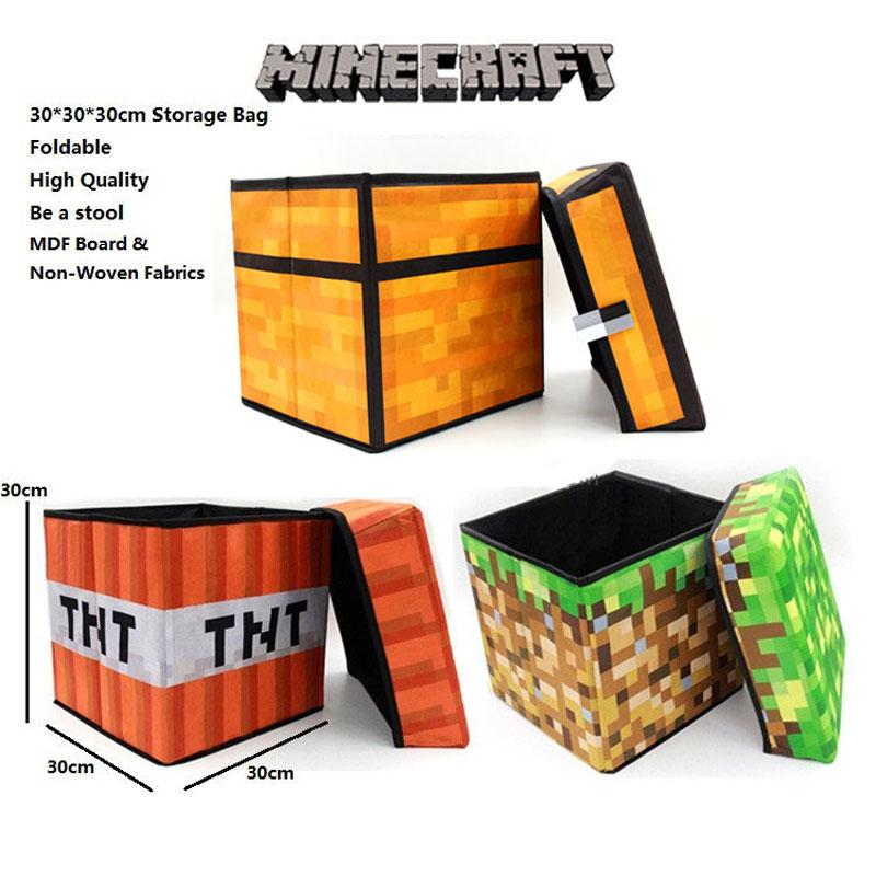 Minecraft Folding Storage 1.5 toys books shoes storage box TNT Foot Rest Stool - Lusy Store