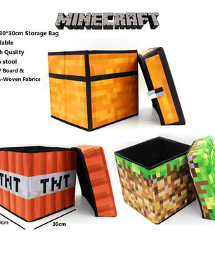 Minecraft Folding Storage 1.5 toys books shoes storage box TNT Foot Rest Stool - Lusy Store