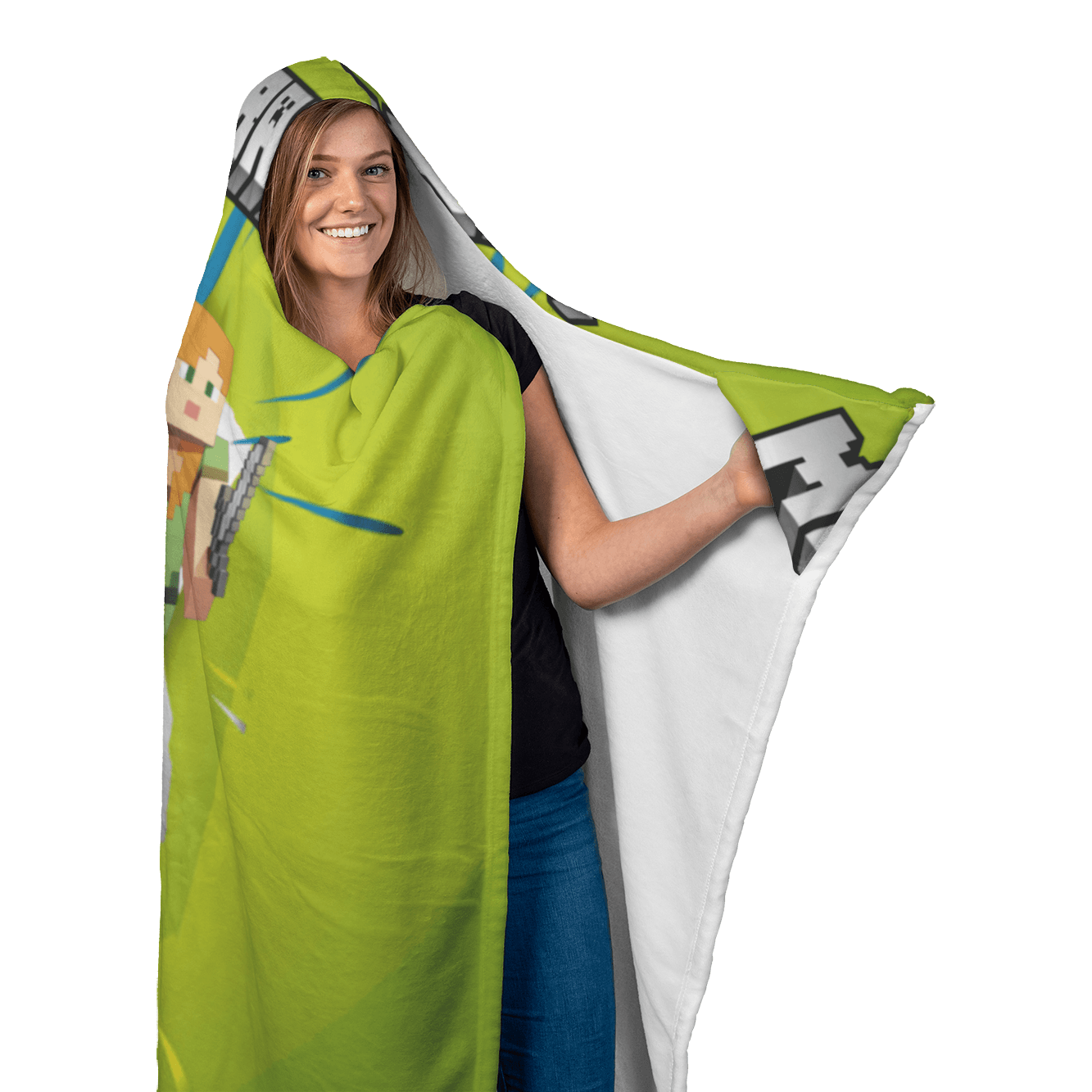 Minecraft Hooded Blanket 3D Large Size Fleece Soft Spacious Hood For Maximum Comfort - Lusy Store