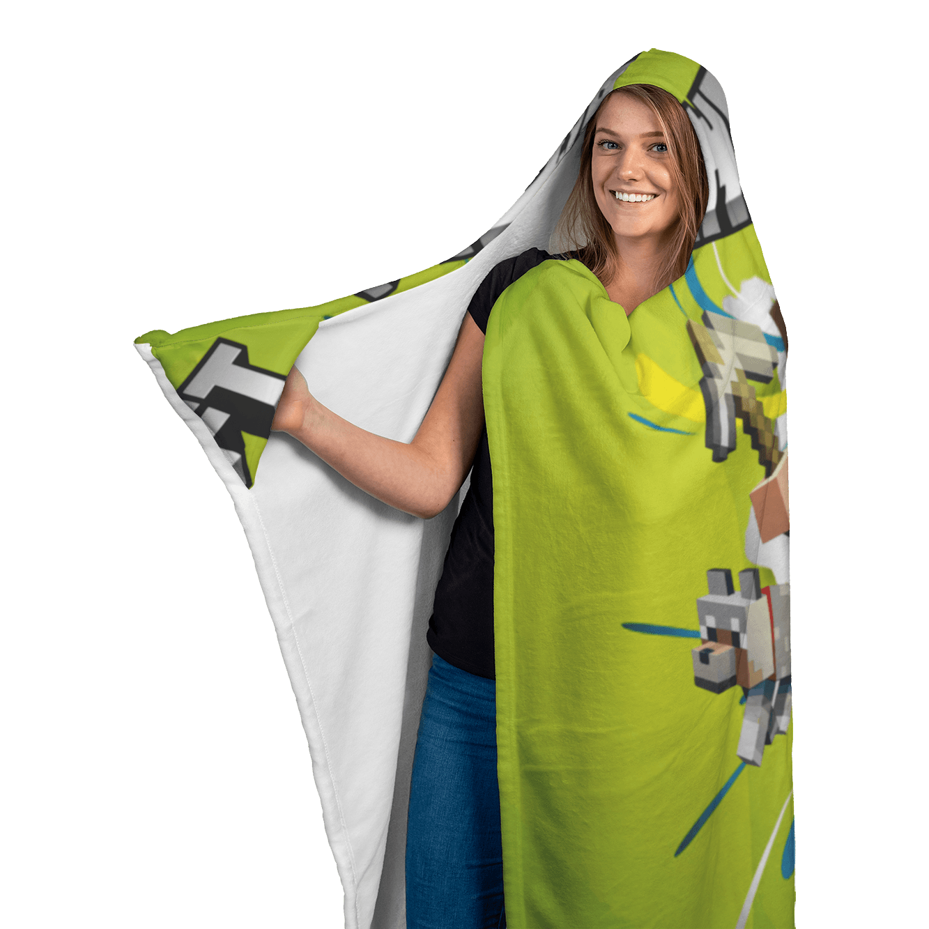 Minecraft Hooded Blanket 3D Large Size Fleece Soft Spacious Hood For Maximum Comfort - Lusy Store