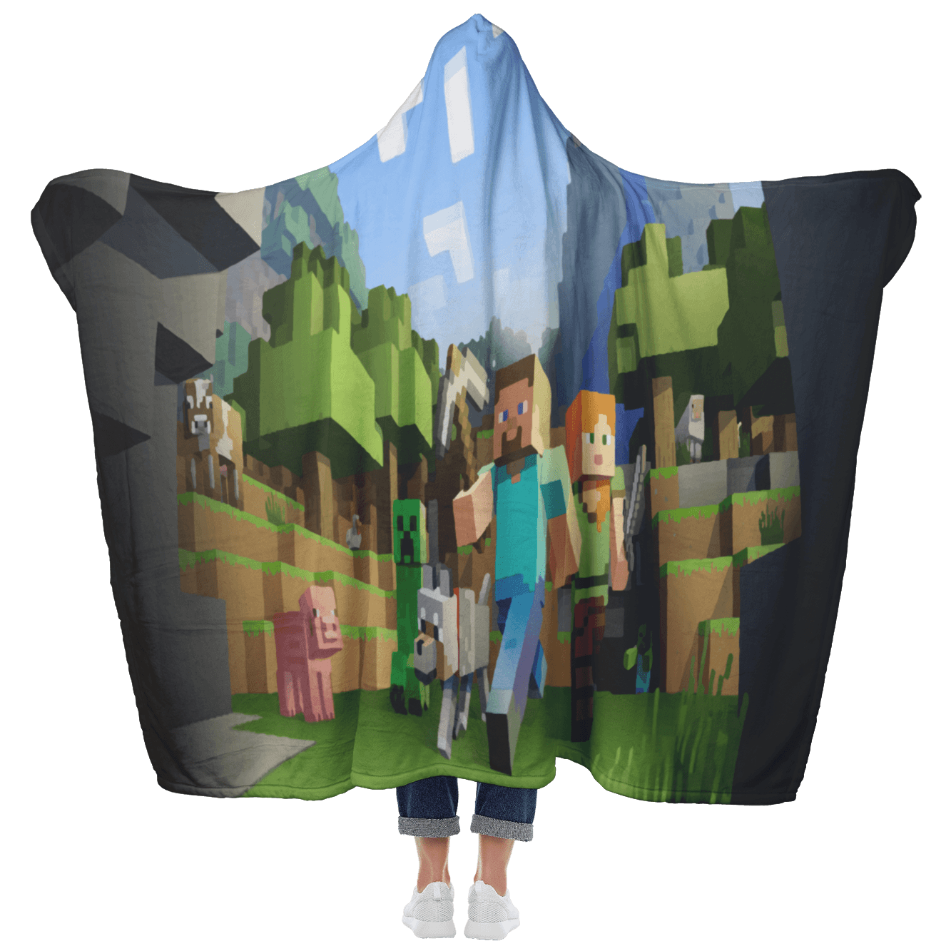 Minecraft Hooded Blanket 3D Large Size Keeping Yourself Warm And Cozy - Lusy Store
