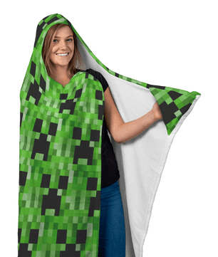 Minecraft Hooded Blanket Creeper Large Size Warm Wearable Throw Blankets - Lusy Store