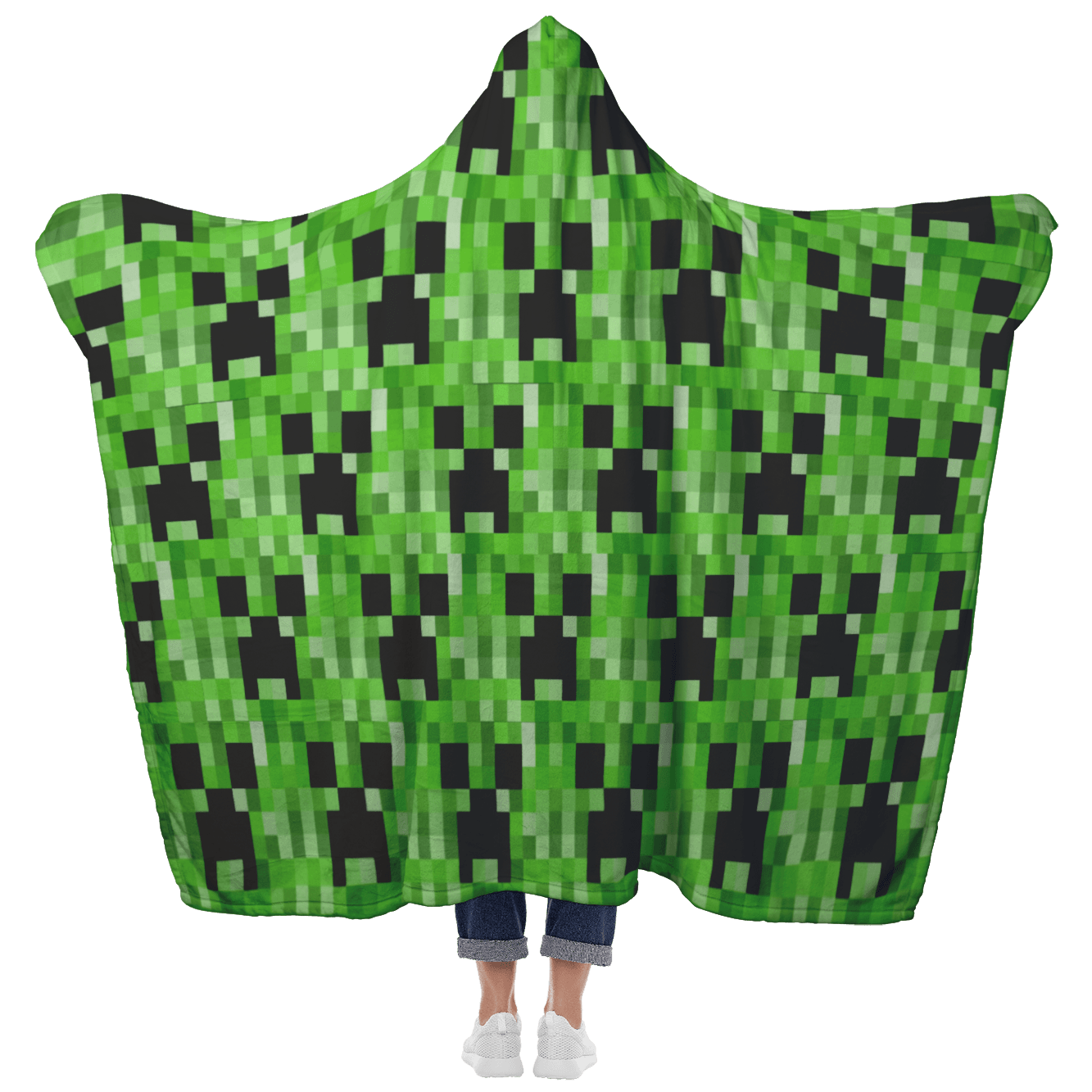 Minecraft Hooded Blanket Creeper Large Size Warm Wearable Throw Blankets - Lusy Store