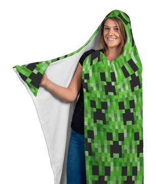 Minecraft Hooded Blanket Creeper Large Size Warm Wearable Throw Blankets - Lusy Store