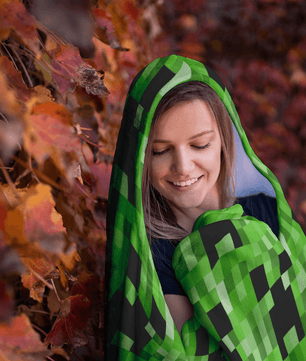 Minecraft Hooded Blanket Creeper Large Size Warm Wearable Throw Blankets - Lusy Store