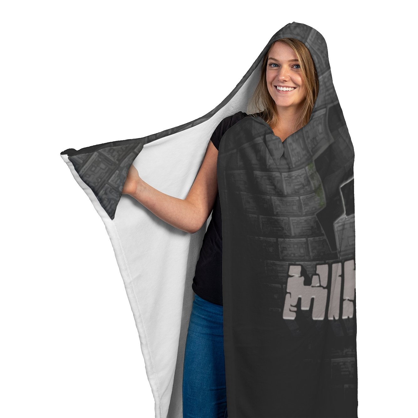 Minecraft Hooded Blanket Creeper Minecraft Fleece Soft Grey Blanket MC907 - Lusy Store