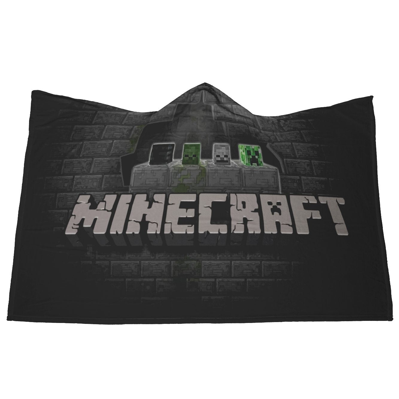 Minecraft Hooded Blanket Creeper Minecraft Fleece Soft Grey Blanket MC907 - Lusy Store
