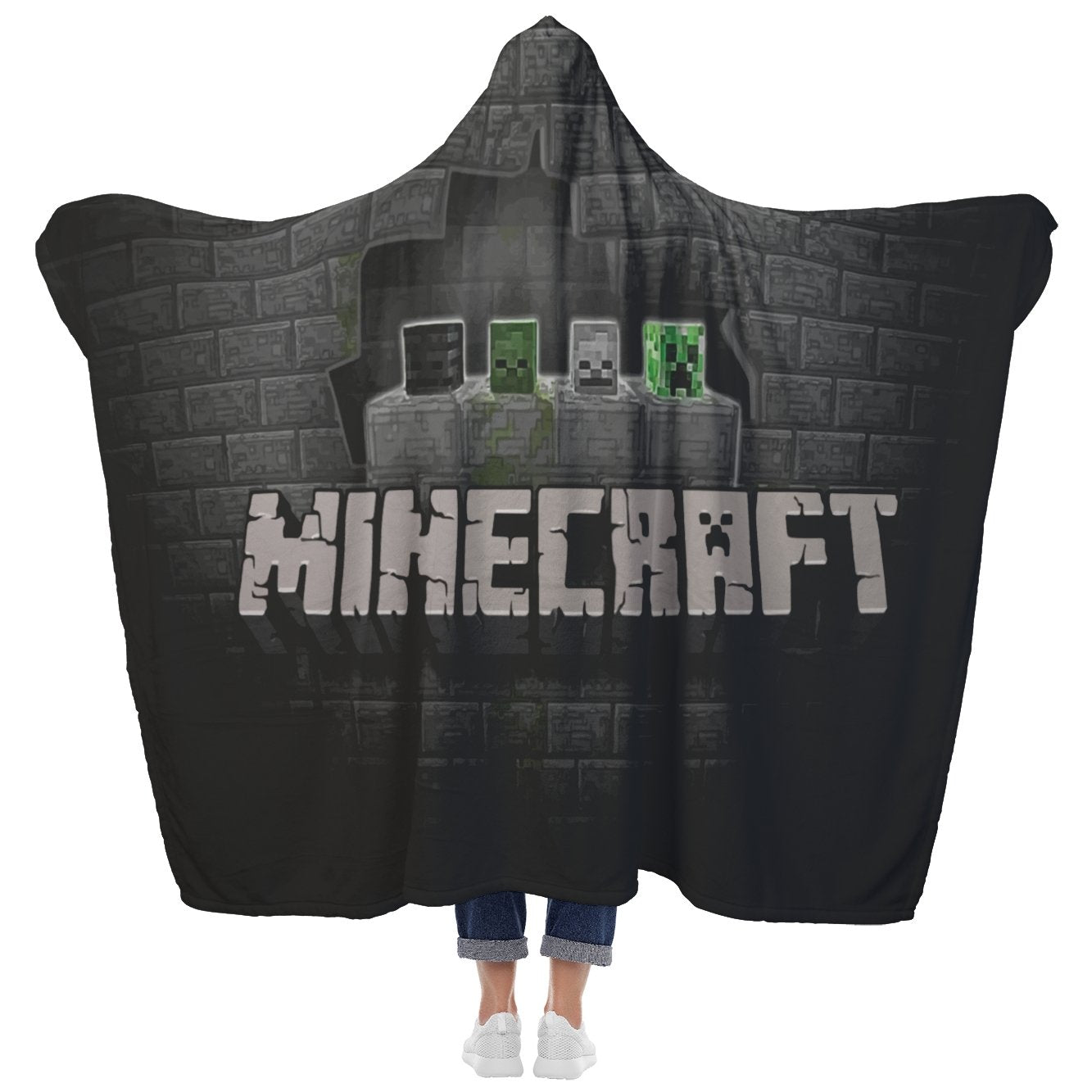Minecraft Hooded Blanket Creeper Minecraft Fleece Soft Grey Blanket MC907 - Lusy Store