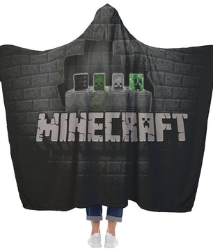 Minecraft Hooded Blanket Creeper Minecraft Fleece Soft Grey Blanket MC907 - Lusy Store