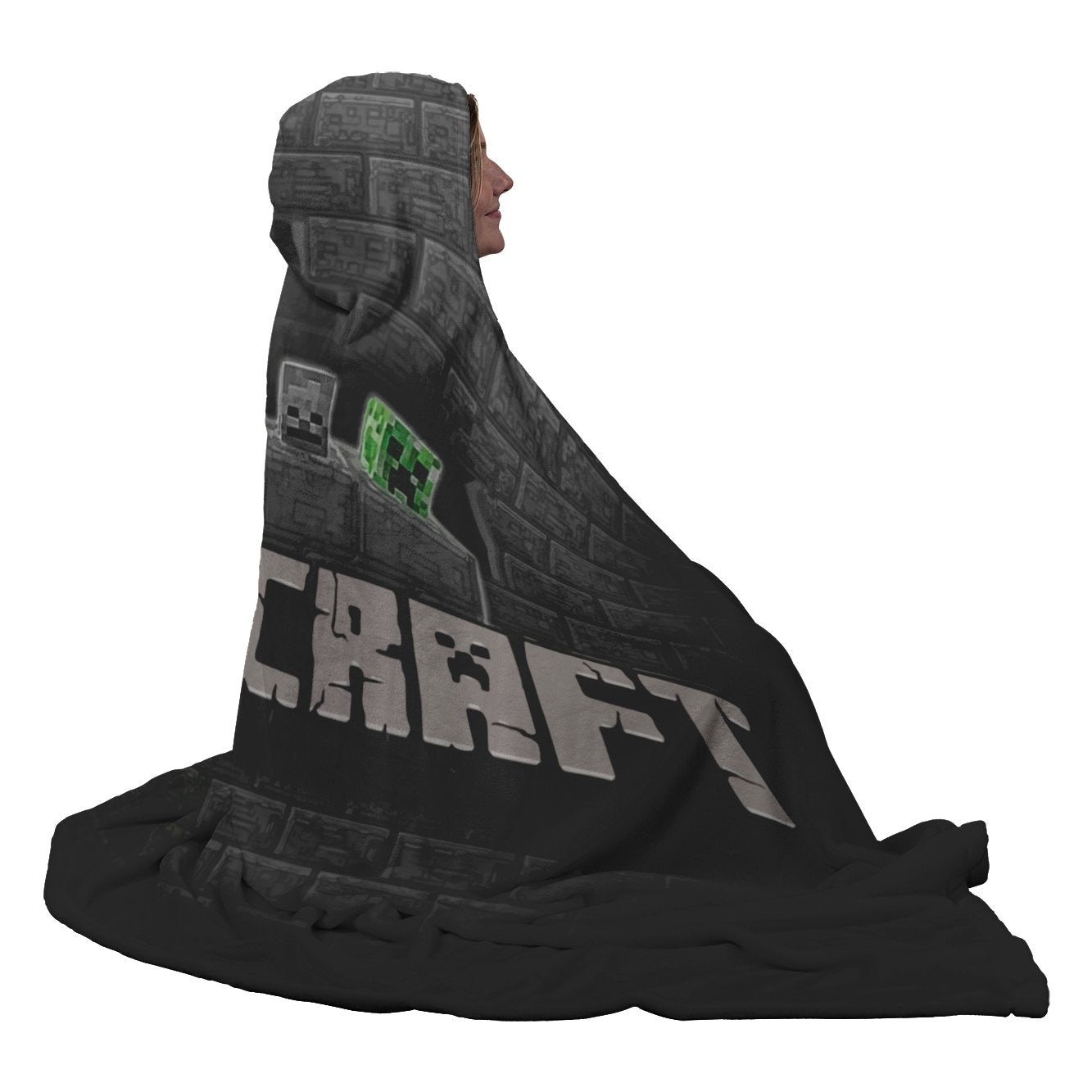 Minecraft Hooded Blanket Creeper Minecraft Fleece Soft Grey Blanket MC907 - Lusy Store
