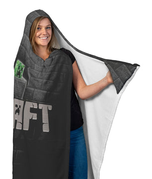 Minecraft Hooded Blanket Creeper Minecraft Fleece Soft Grey Blanket MC907 - Lusy Store
