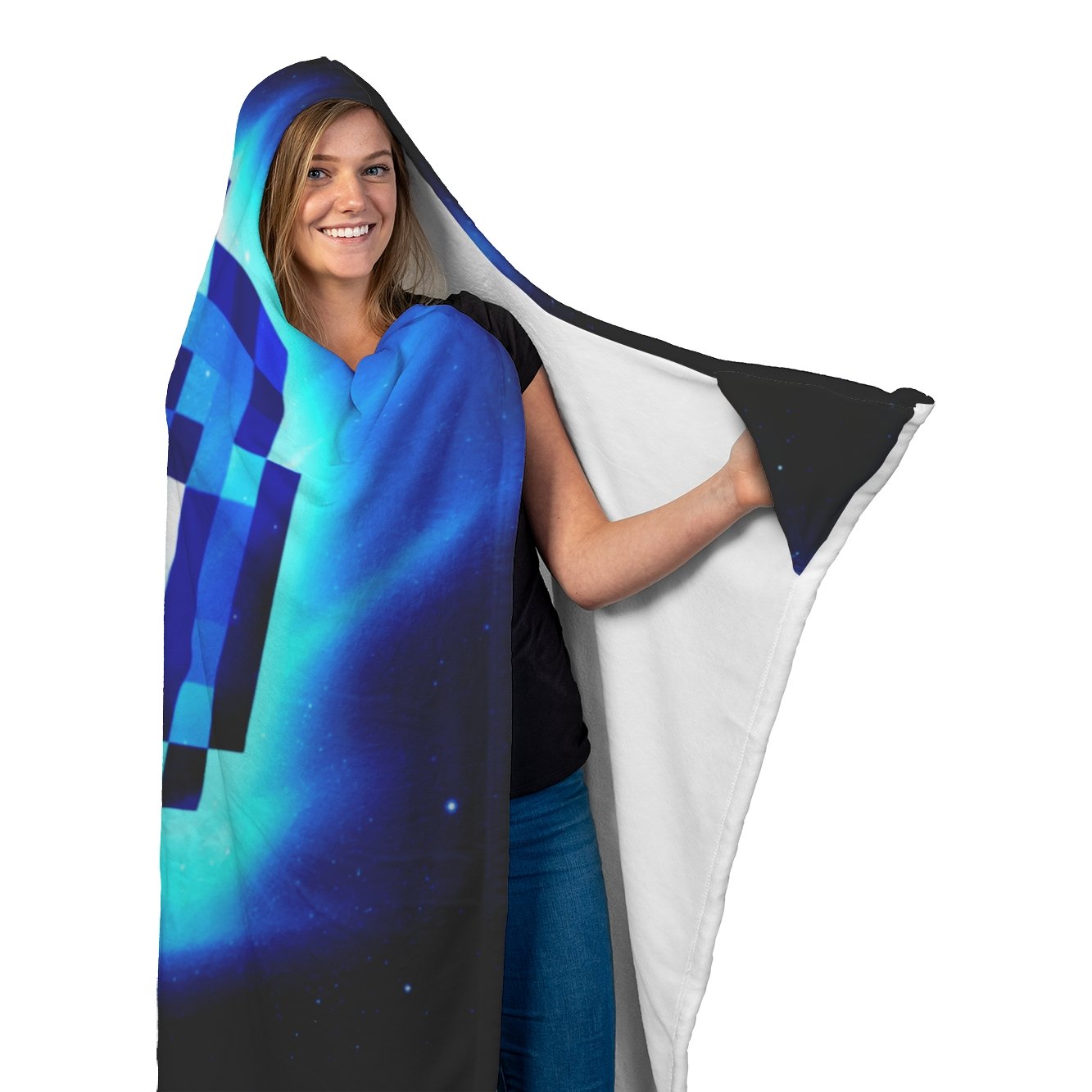 Minecraft Hooded Blanket Diamond Picaxe Blue Fleece Soft Blanket MC886 - Lusy Store