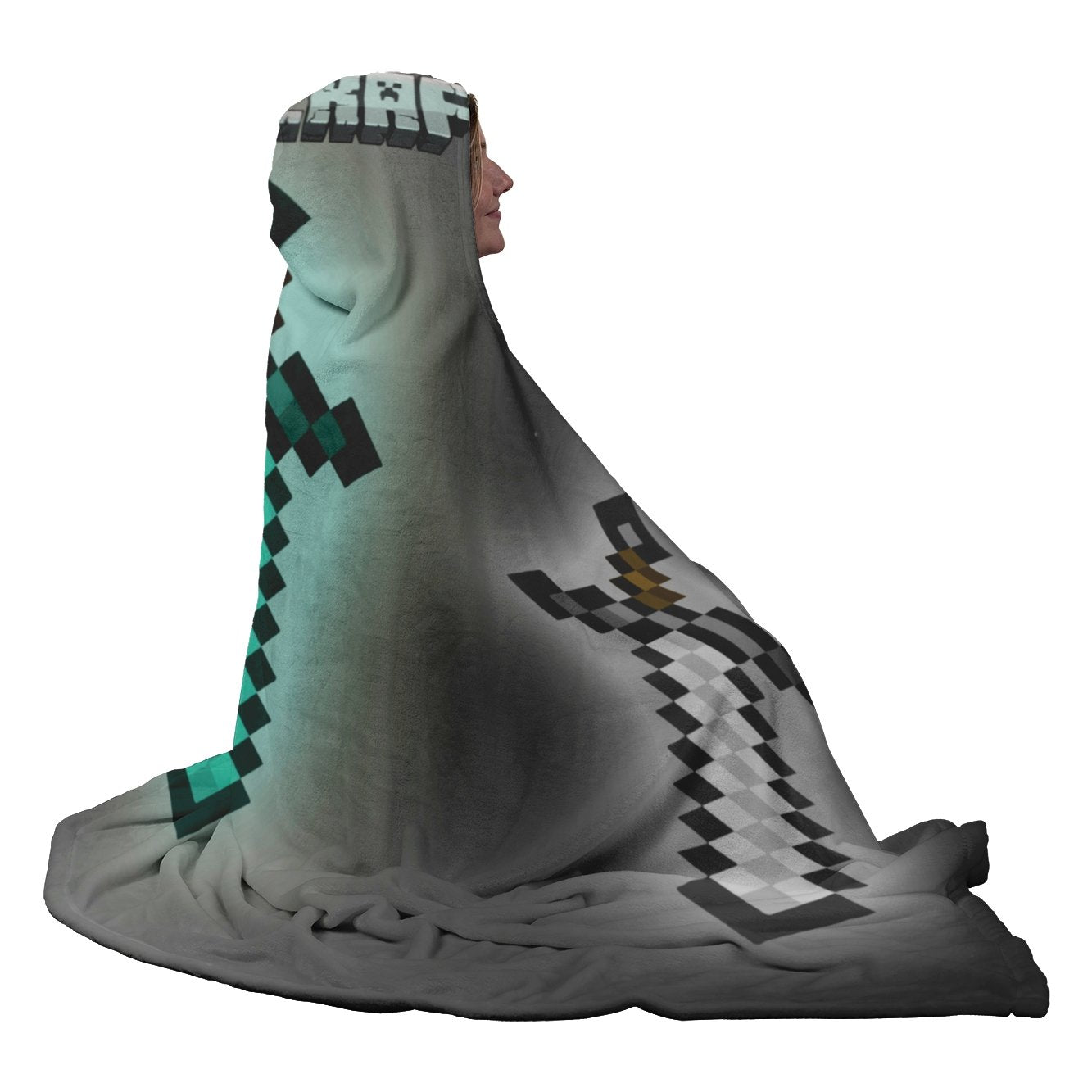 Minecraft Hooded Blanket Diamond Sword Fleece Soft Blanket MC887 - Lusy Store