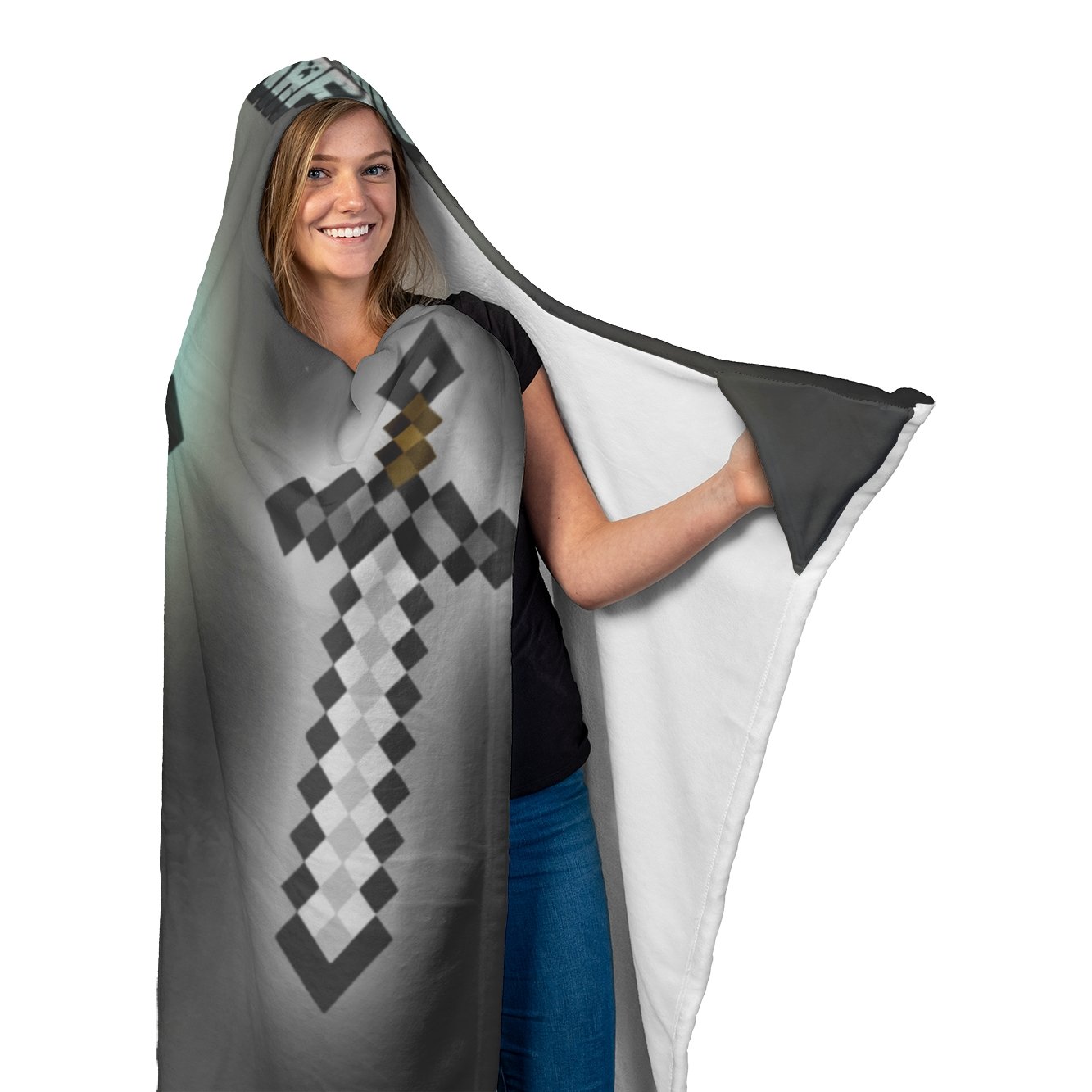 Minecraft Hooded Blanket Diamond Sword Fleece Soft Blanket MC887 - Lusy Store
