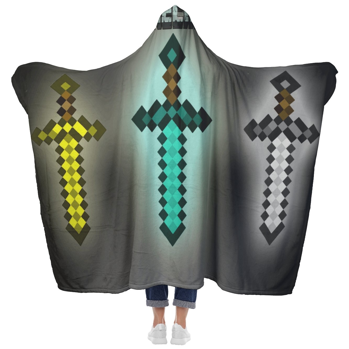 Minecraft Hooded Blanket Diamond Sword Fleece Soft Blanket MC887 - Lusy Store