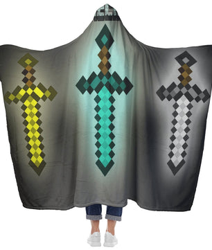 Minecraft Hooded Blanket Diamond Sword Fleece Soft Blanket MC887 - Lusy Store