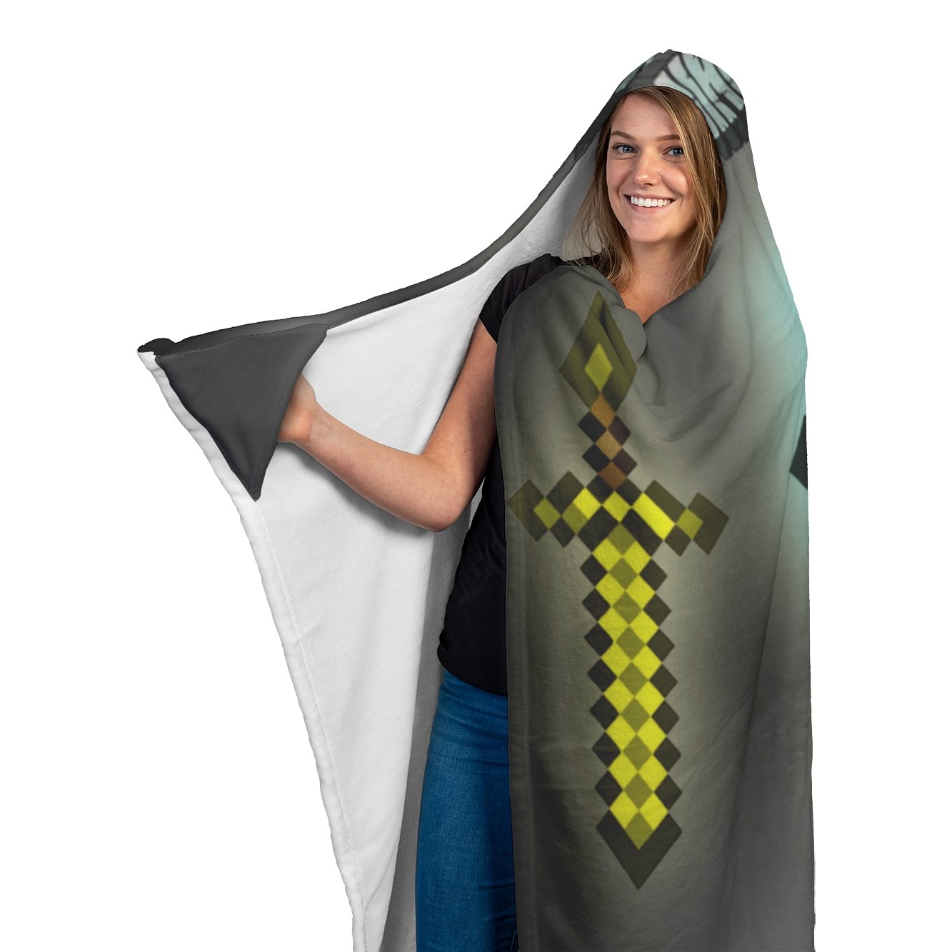 Minecraft Hooded Blanket Diamond Sword Fleece Soft Blanket MC887 - Lusy Store