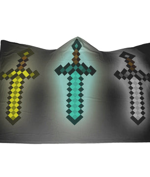 Minecraft Hooded Blanket Diamond Sword Fleece Soft Blanket MC887 - Lusy Store
