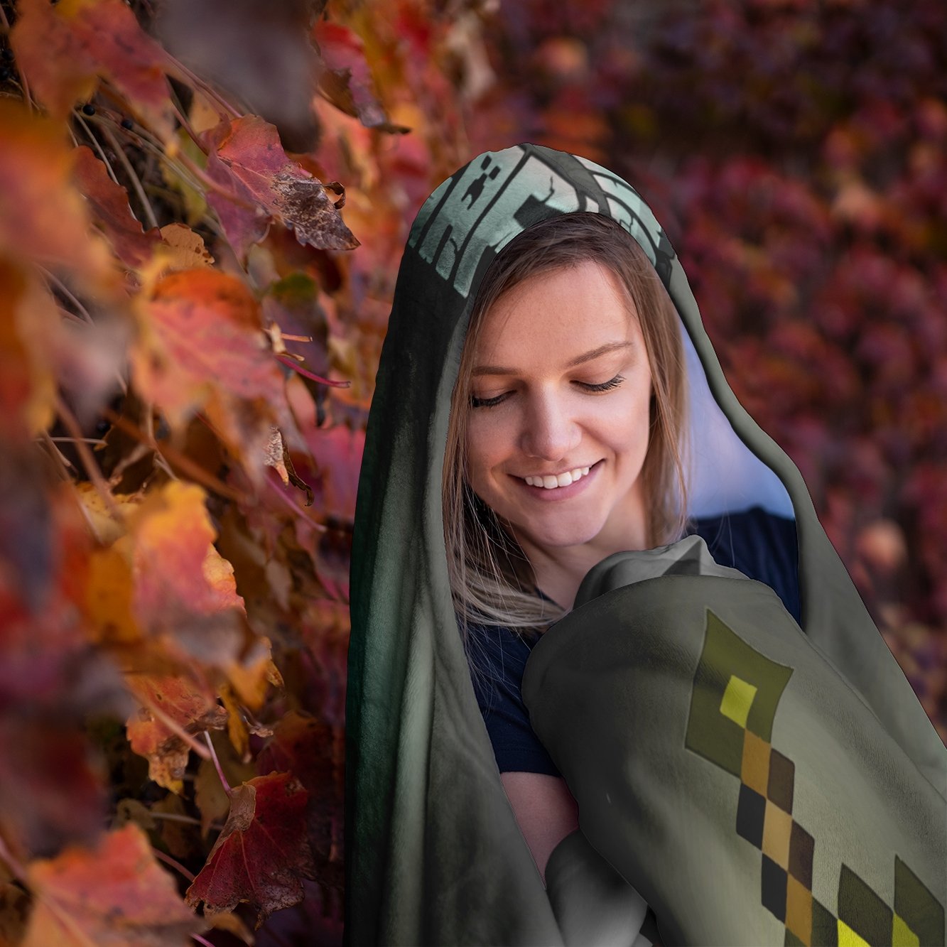 Minecraft Hooded Blanket Diamond Sword Fleece Soft Blanket MC887 - Lusy Store