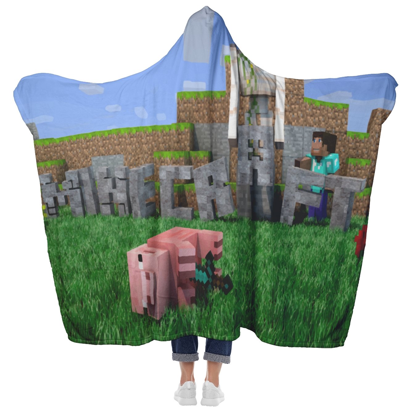 Minecraft Hooded Blanket Funny Playing Minecraft Fleece Soft Blanket MC905 - Lusy Store