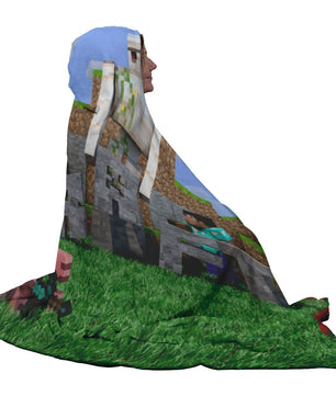 Minecraft Hooded Blanket Funny Playing Minecraft Fleece Soft Blanket MC905 - Lusy Store