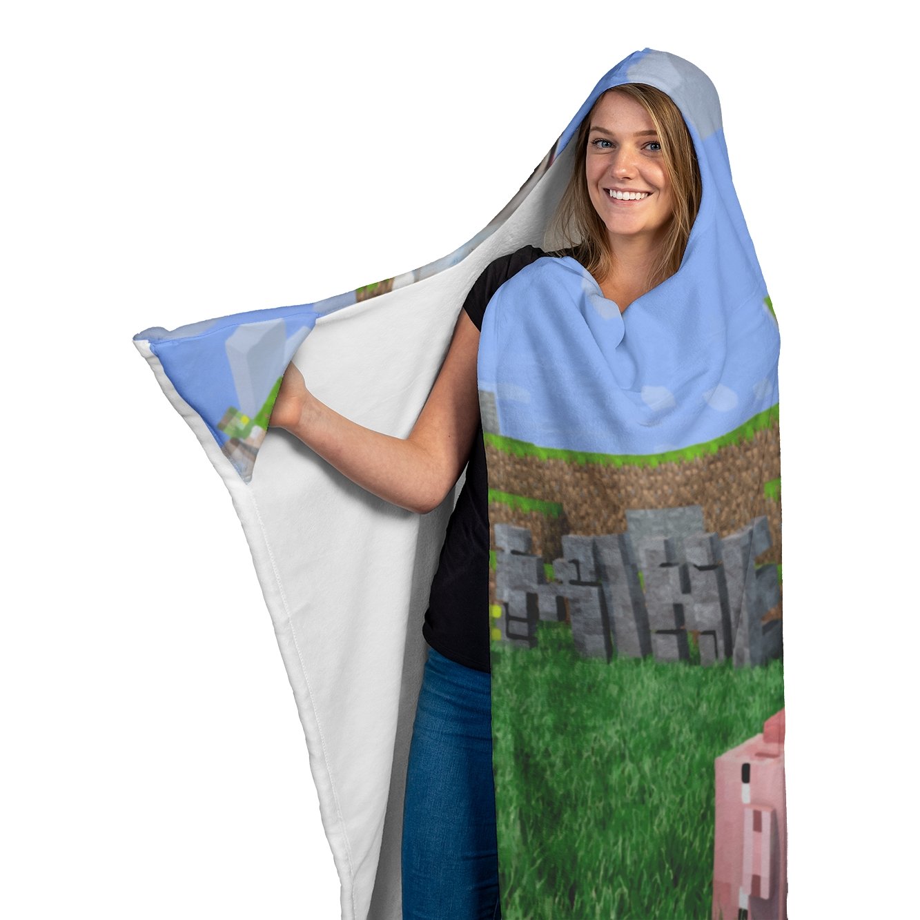 Minecraft Hooded Blanket Funny Playing Minecraft Fleece Soft Blanket MC905 - Lusy Store