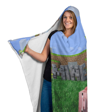Minecraft Hooded Blanket Funny Playing Minecraft Fleece Soft Blanket MC905 - Lusy Store