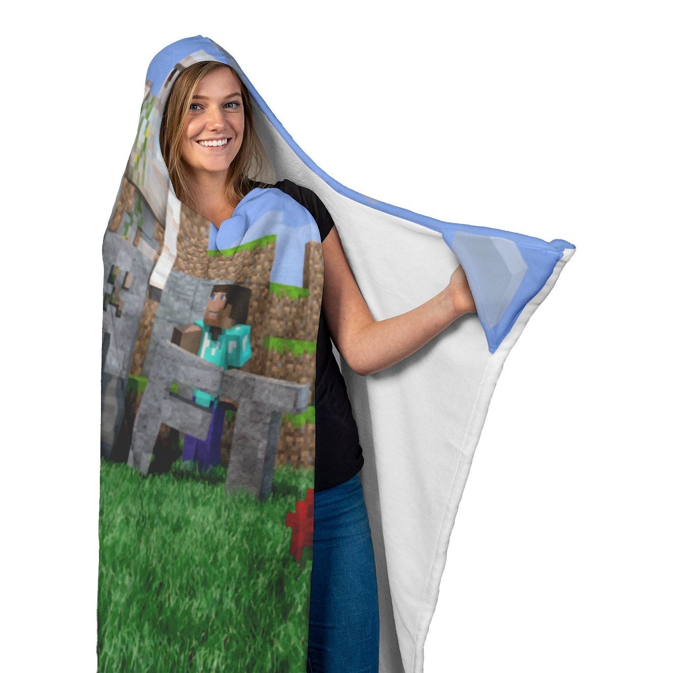 Minecraft Hooded Blanket Funny Playing Minecraft Fleece Soft Blanket MC905 - Lusy Store