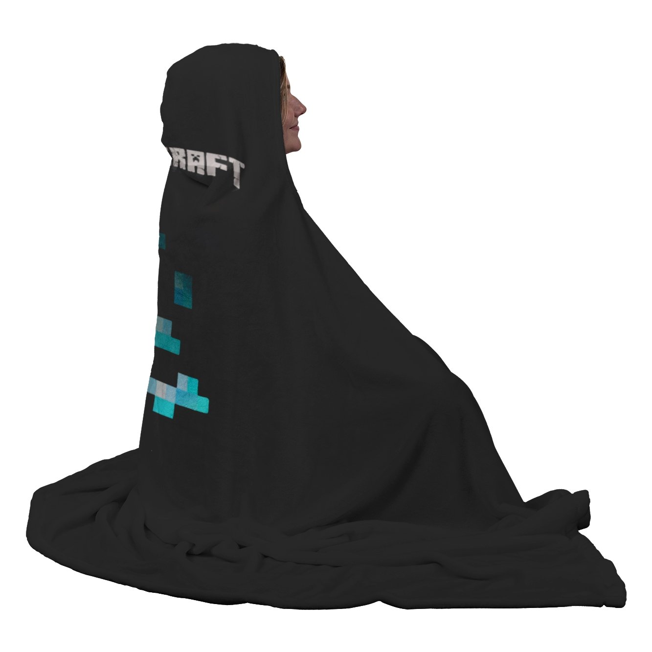 Minecraft Hooded Blanket Minecraft Mine Diamonds Black Fleece Soft Blanket MC884 - Lusy Store