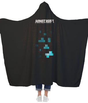 Minecraft Hooded Blanket Minecraft Mine Diamonds Black Fleece Soft Blanket MC884 - Lusy Store