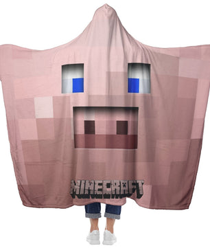 Minecraft Hooded Blanket Piglet Minecraft Funny Fleece Soft Blanket MC913 - Lusy Store