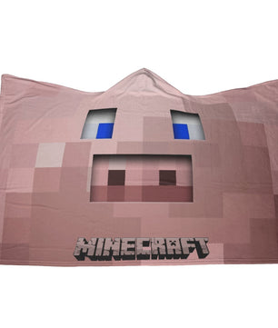 Minecraft Hooded Blanket Piglet Minecraft Funny Fleece Soft Blanket MC913 - Lusy Store
